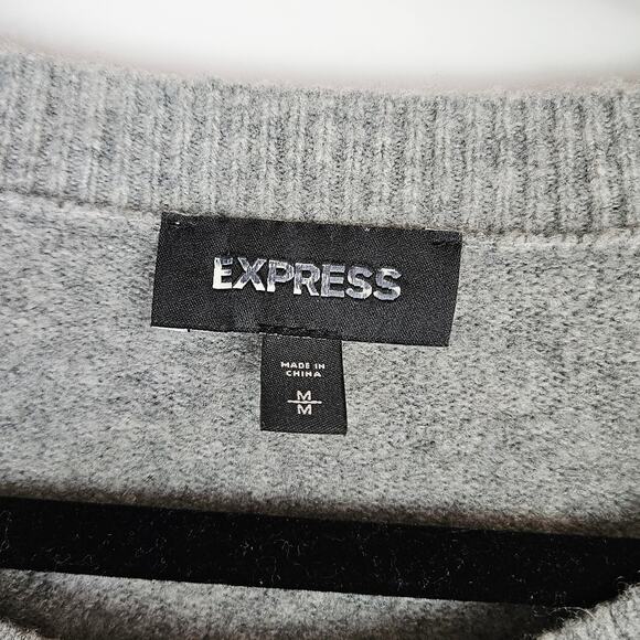 Express Womens Size Medium Gray Wool Blend Pullover Sweater Fuzzy Super Soft - Picture 3 of 9